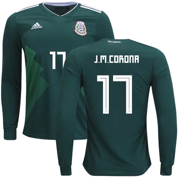 Mexico #17 J.M.Corona Home Long Sleeves Kid Soccer Country Jersey - Click Image to Close